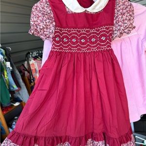 Vintage Winnie The Pooh girls floral burgundy dress 6